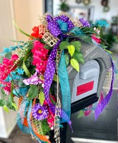 Colorful Mailbox Saddle Forever living florals.
