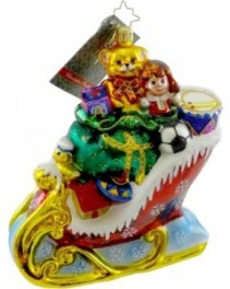 O What Fun Red Sleigh with Presents Christopher Radko Ornament