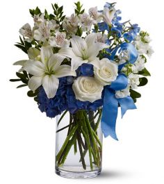 Oasis of White and Blue Vase Arrangement