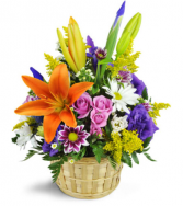 Ode to Springtime Basket One-Sided Floral arrangement