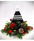 OH CHRISTMAS TREE IN BLACK AND WHITE FRESH FLOWER ARRANGEMENT