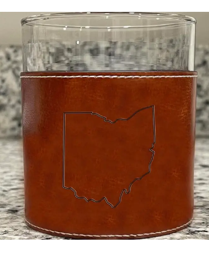 Ohio Faux Leather Rocks Glass 
