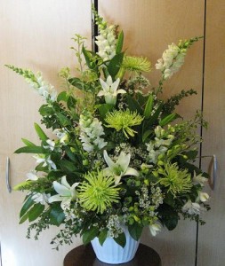 PEACEFUL WISHES White and green flowers arranged