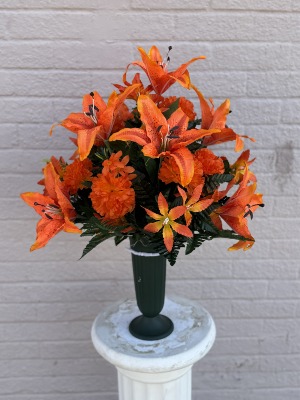 "Olivia" Cemetery Vase Silk arrangement