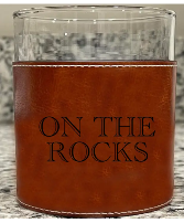 On the Rocks Cocktail Faux Leather Rocks Glass 