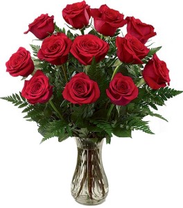 ONE DOZEN MEDIUM ST RED ROSES ARRANGEMENT
