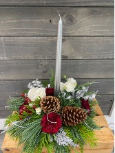 One Candle Centrepiece Christmas Arrangement