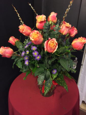 One dozen 3-D garden roses