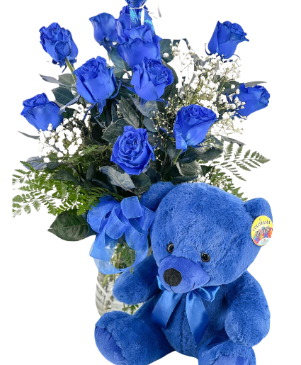 Blue Rose Bundle Flower Arrangement