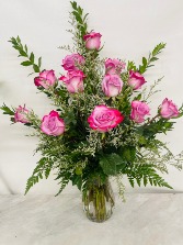 One Dozen Deep Roses Rose Arrangement