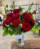 One Dozen Heart Roses  