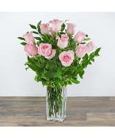 One Dozen Light Pink Roses Roses