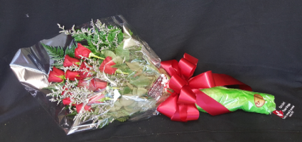 One Dozen Loose Wrapped Roses with Water tubes