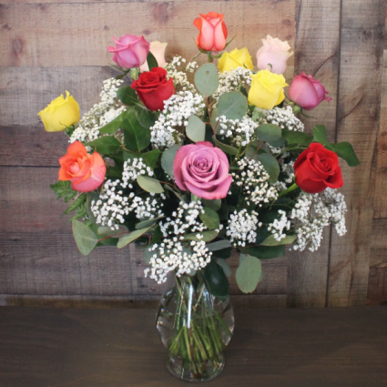One Dozen Mixed Colored Roses 