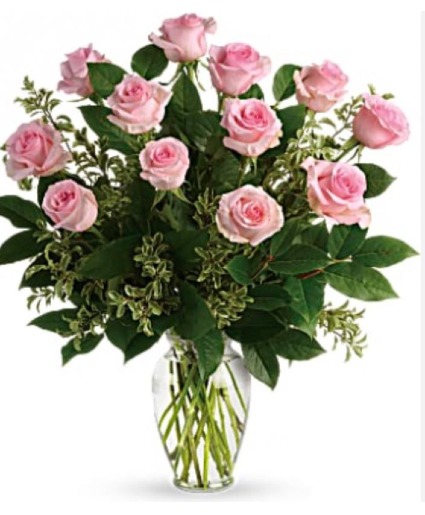 One Dozen  Pink roses