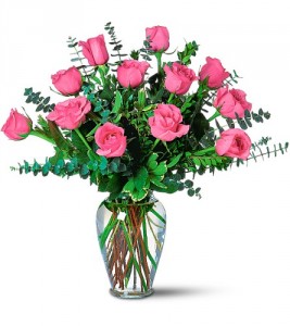 One Dozen Pink Roses Rose Arrangement