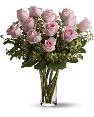 One Dozen Colored  Roses Vased Arrangement
