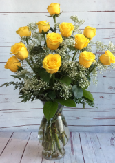 One Dozen Premiun Long Stem Yellow Roses 