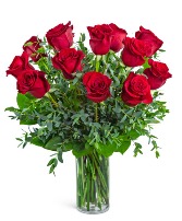 One Dozen Red Hot Roses Flower Arrangement