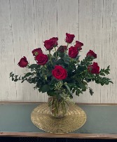 One Dozen Red Roses  Vase Arrangement