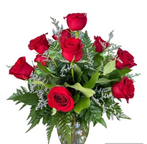 one dozen red roses Vase Arrangement