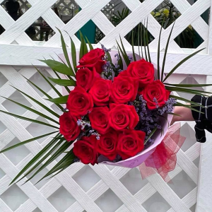 One Dozen Red Roses Wrapped Bouquet
