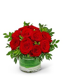 One Dozen Rosy Posy Red Roses Flower Arrangement
