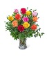 One Dozen Vibrant Roses Flower Arrangement