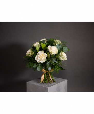 One dozen white roses Hand Tied Bouquet in Calgary, AB | Al Fraches Flowers LTD