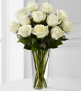 One Dozen White Roses Rose Arrangement