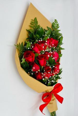 ONE DOZEN WRAPPED RED ROSES