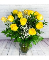 One Dozen Yellow Roses Birthday