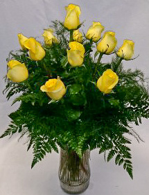 One Dozen Yellow Roses Rose Arrangement
