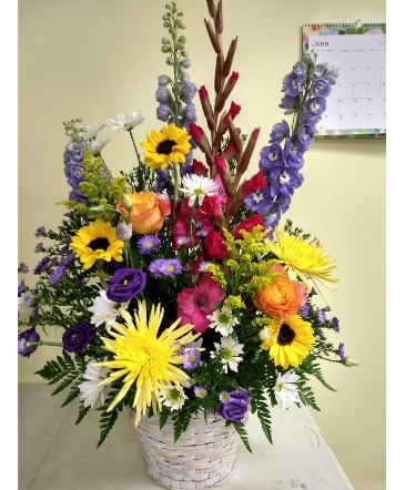 One Sided Mix Arrangement  in Basket in Lebanon, NH | LEBANON GARDEN OF EDEN FLORAL SHOP & GIFTS