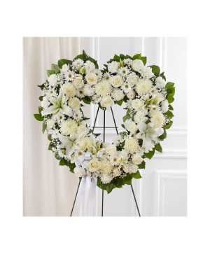 Open heart standing spray Funeral arrangement