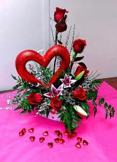 Open Heart Half Dozen Red Roses with Open Heart