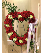 Open Heart Standing Spray with Red Roses 