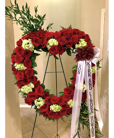Open Heart Standing Spray with Red Roses  in Spring, TX | Spring Trails Florist