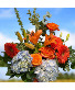 Orange and Blue Splash Vase arrangement