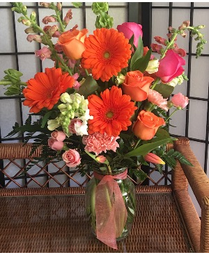 Orange and a hint of Pink Vase