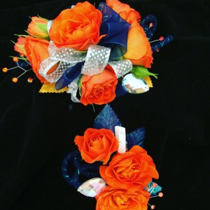 Orange and blue Wristlet & Bout Prom