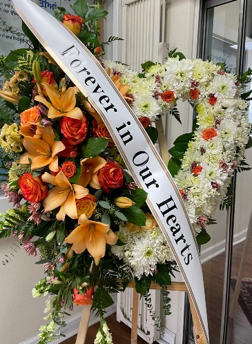 Forever in our Hearts w/ Peach Funeral / Sympathy in Rowland Heights, CA | Charming Flowers and Gifts