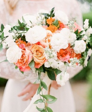 KELLY'S APRICOT AND WHITE BRIDE BOUQUET