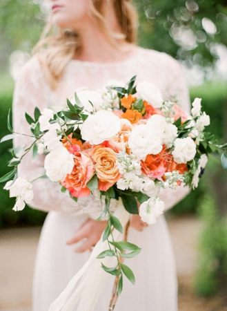 KELLY'S APRICOT AND WHITE BRIDE BOUQUET