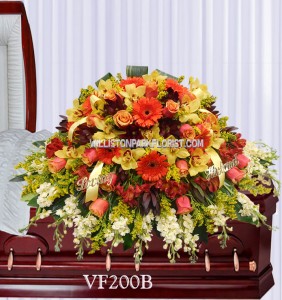 Vogue's Orange and Yellow Casket Spray Casket Spray Flowers in ...