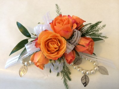 Orange Charm wrist corsage Weddings and Prom