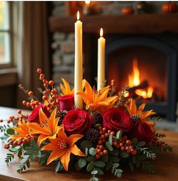 Orange Cranberry Centerpiece Enchanted Design in Monument, CO | Enchanted Florist