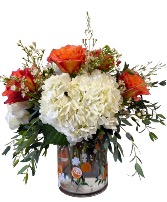 Orange Dreamsicle Hand painted Vase
