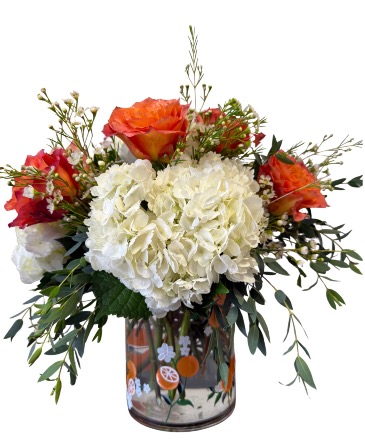 Orange Dreamsicle Hand painted Vase in Magnolia, TX | ANTIQUE ROSE FLORIST