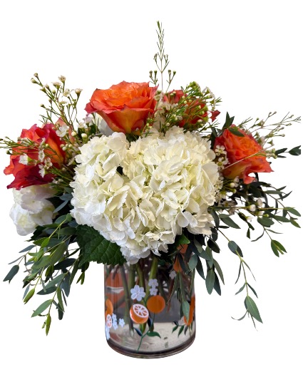 Orange Dreamsicle Hand painted Vase